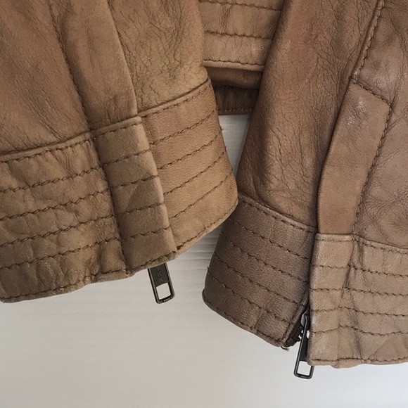 Leather Bomber Jacket UNWORN Tan - Picture 3 of 11